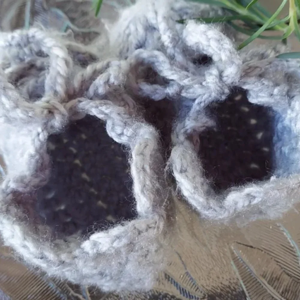 Handmade baby booties.